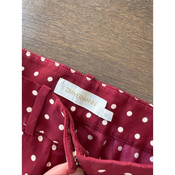Zimmerman Polka Dot Wide Leg Pants in Maroon Size 0 - Picture 2 of 11